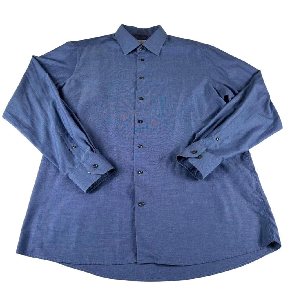 Eton Oxford Shirt Mens XXL 18 46 Blue Contemporary Fit Cotton Long Sleeve Button
